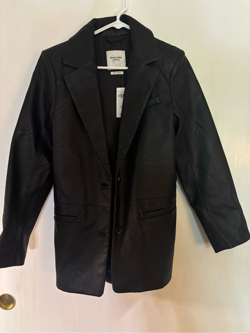 Abercrombie & Fitch Women's Black Vegan Leather Blazer